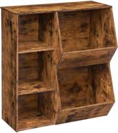 📚 hoobro kids bookshelf: multi-bin storage cubby & adjustable shelves for children's room, playroom, hallway - rustic brown bf31cw01 logo
