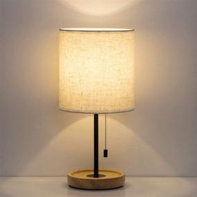 img 1 attached to 🔦 HAITRAL Bedside Table Lamp: Stylish and Functional Modern Nightstand Lamp for Bedrooms, Office, College Dorms, and More - 16 Inches (HT-AD005)