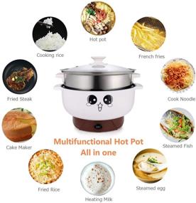 img 3 attached to 🍳 Multifunctional Electric Cooker Skillet Grill Pot Wok Hot Pot for Noodles, Rice, Fried Stew, Soup, Steamed Fish, Boiled Egg - Small Non-stick (2.3L) with Lid and Steamer