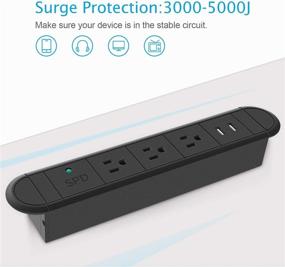 img 2 attached to 💡 Recessed Power Strip for Conference Furniture Desk - Surge Protector with USB Ports, 6.56FT Cord, 120V 12A 1440W Capacity