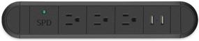 img 4 attached to 💡 Recessed Power Strip for Conference Furniture Desk - Surge Protector with USB Ports, 6.56FT Cord, 120V 12A 1440W Capacity