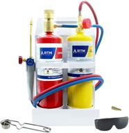 🔥 portable oxygen mapp torch kit with metal stand, ideal for soldering and brazing, includes sparker, protection glass, and extra nozzle (gas cylinders not included) logo