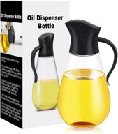 🍶 glass olive oil dispenser bottle with scale and non-slip handle - 20.5 oz cooking container for kitchen - non-drip vinegar barbecue marinade dispenser (black) logo