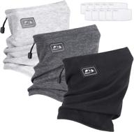 🧣 omdex winter neck warmer gaiter 3-pack with filter for cold weather sports - adjustable fleece warm face cover, windproof neck scarf for snowboarding, skiing, cycling - women, men, kids included logo