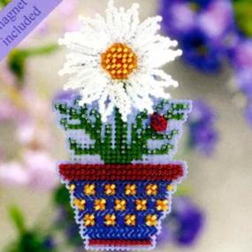 img 3 attached to White Daisy Fridge Magnet Stitch