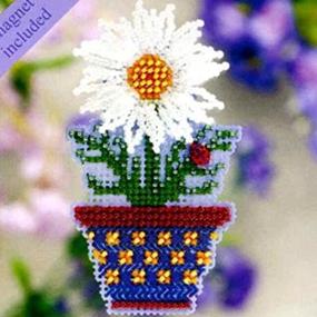 img 2 attached to White Daisy Fridge Magnet Stitch