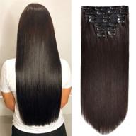 💇 lace clip in hair extensions - natural black 18 inch - 8pcs 120g - remy human hair - 20 clips - hair extensions for women logo