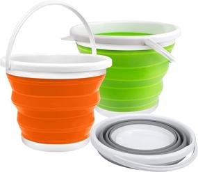 img 4 attached to Folding Buckets - Collapsible, Silicone Round Pail Scrunch Buckets - Multipurpose Space Saving, 10L, 2.6 Gallons (Pack of 3)