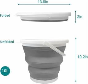 img 3 attached to Folding Buckets - Collapsible, Silicone Round Pail Scrunch Buckets - Multipurpose Space Saving, 10L, 2.6 Gallons (Pack of 3)