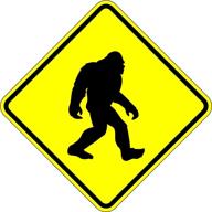 bigfoot crossing warning sign warranty logo