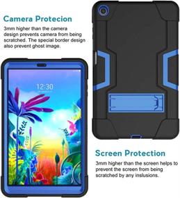 img 3 attached to 📱 Прочный чехол Koolbei для планшета LG G Pad 5 10.1" 2019 - Высокопрочный, защищенный от падения, удароустойчивый - Встроенная подставка - Черно-синий