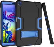 📱 rugged koolbei case for lg g pad 5 10.1" 2019 tablet - heavy-duty, drop-proof, shock-resistant - built-in stand - black+blue logo
