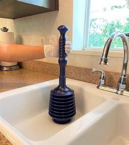 img 1 attached to Highly Efficient Master Plunger MP100-1: Clears Toilets, Kitchen Sinks, Garbage Disposal, and More with Automatic Air Relief Valve - Navy Blue