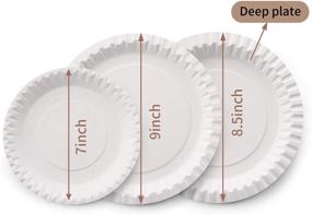 img 1 attached to 50 больших бумажных тарелок: без покрытия, устойчивые к разрезам, экологичные, подходят для использования в микроволновой печи, прочные и перерабатываемые - идеальные одноразовые ужинные тарелки, набор из 9 дюймов!