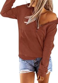 img 3 attached to Floral Find Women's Stylish Loose Fit Casual Pullover: Long Sleeve Lapel Half Zip Up Sweatshirt - Solid Tops