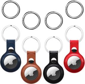 img 4 attached to 🔑 Premium Leather AirTag Case with Anti-Lost Keychain - 4 Pack | Apple AirTag Tracker Accessories