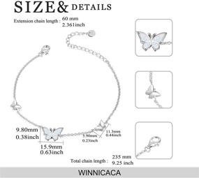 img 3 attached to Sterling Silver Butterfly Bracelet Anklet with Created Opal - Stunning Jewelry Gift for Women, Teens - Ideal for Birthdays