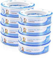 пакеты для повторной заправки контейнера для подгузников - усиленный контроль запаха - совместимы с перезаправками для контейнеров diaper genie (8 штук) логотип