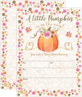 🎃 pumpkin fall baby shower invitations with envelopes - girl fall shower invite, little pumpkin, autumn floral theme - perfect for gender reveal party - pack of 20 fill in style invitations logo