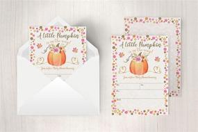 img 2 attached to 🎃 Pumpkin Fall Baby Shower Invitations with Envelopes - Girl Fall Shower Invite, Little Pumpkin, Autumn Floral Theme - Perfect for Gender Reveal Party - Pack of 20 Fill in Style Invitations