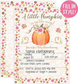 img 3 attached to 🎃 Pumpkin Fall Baby Shower Invitations with Envelopes - Girl Fall Shower Invite, Little Pumpkin, Autumn Floral Theme - Perfect for Gender Reveal Party - Pack of 20 Fill in Style Invitations