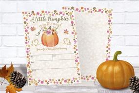 img 1 attached to 🎃 Pumpkin Fall Baby Shower Invitations with Envelopes - Girl Fall Shower Invite, Little Pumpkin, Autumn Floral Theme - Perfect for Gender Reveal Party - Pack of 20 Fill in Style Invitations