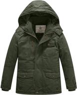 wenven kids' cotton thick sherpa lined jacket with detachable hood logo