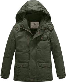 img 4 attached to WenVen Kids' Cotton Thick Sherpa Lined Jacket with Detachable Hood