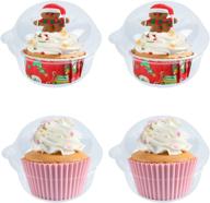 🧁 pack of 50 clear dome plastic single cupcake containers for sandwiches, hamburgers, fruit salads, party favors - cake holder, muffin case, cupcake pod логотип