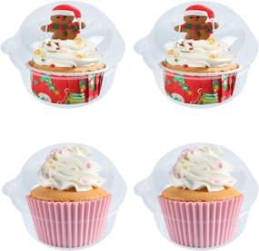 img 4 attached to 🧁 Pack of 50 Clear Dome Plastic Single Cupcake Containers for Sandwiches, Hamburgers, Fruit Salads, Party Favors - Cake Holder, Muffin Case, Cupcake Pod