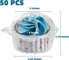 img 3 attached to 🧁 Pack of 50 Clear Dome Plastic Single Cupcake Containers for Sandwiches, Hamburgers, Fruit Salads, Party Favors - Cake Holder, Muffin Case, Cupcake Pod