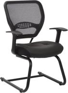 💺 professional airgrid dark back and padded black eco leather seat chair with fixed arms, lumbar support sled base - perfect for visitors логотип