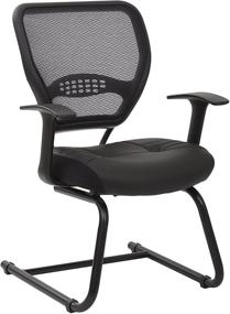 img 4 attached to 💺 Professional AirGrid Dark Back and Padded Black Eco Leather Seat Chair with Fixed Arms, Lumbar Support Sled Base - Perfect for Visitors