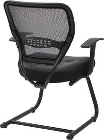 img 2 attached to 💺 Professional AirGrid Dark Back and Padded Black Eco Leather Seat Chair with Fixed Arms, Lumbar Support Sled Base - Perfect for Visitors