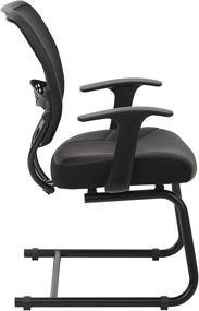 img 3 attached to 💺 Professional AirGrid Dark Back and Padded Black Eco Leather Seat Chair with Fixed Arms, Lumbar Support Sled Base - Perfect for Visitors