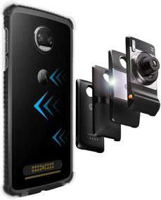 img 4 attached to Motorola Moto Z2 Force Protective Bumper Case Cover with Moto Mods Compatibility - Matte Black & Clear