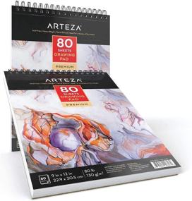 img 1 attached to Arteza 9X12 Drawing Pad: Pack of 2, Spiral Bound Artist Drawing Books with 160 Sheets of Acid-Free Sketch Paper (80lb/130g) - Ideal for Adults & Teens