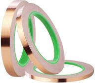 3-pack copper foil tape set with conductive adhesive - ideal for emi shielding, paper circuits, electrical repairs, grounding - includes 3 sizes (6/8/10mm) logo