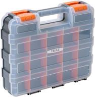 🔩 tejal 34-compartment double sided organizer - 1 pack, impact resistant polymer, hardware storage box, removable plastic dividers, black/orange, ideal for screws, nuts & small parts logo