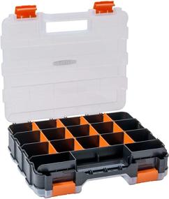 img 1 attached to 🔩 TEJAL 34-Compartment Double Sided Organizer - 1 Pack, Impact Resistant Polymer, Hardware Storage Box, Removable Plastic Dividers, Black/Orange, Ideal for Screws, Nuts & Small Parts