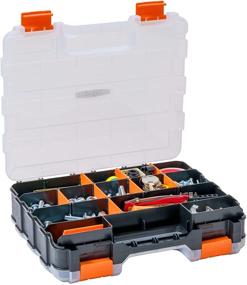 img 2 attached to 🔩 TEJAL 34-Compartment Double Sided Organizer - 1 Pack, Impact Resistant Polymer, Hardware Storage Box, Removable Plastic Dividers, Black/Orange, Ideal for Screws, Nuts & Small Parts