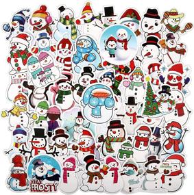 img 4 attached to Рождественские наклейки для конвертов 50PCS Merry Christmas Decorations Cartoon Santa Graffiti Vinyl Waterproof Decals Подростки Взрослые Подарки Ноутбук Офисные автомобили Hydro Flasks Скрапбукинг Ремесла (Рождественский снеговик)