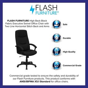 img 1 attached to 🪑 Optimized Search: Flash Furniture High Back Black Fabric Executive Swivel Office Chair - Two Line Horizontal Stitched Back and Arms