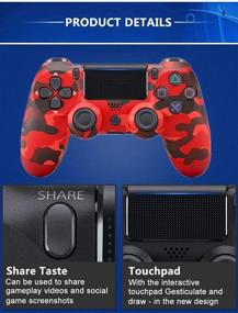 img 2 attached to 🎮 Camouflage Red Bluetooth Wireless Gamepad Controller for PS4 Playstation 4 Console - Dualshock 4 Joystick Controller