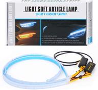 🚘 optimized cocsmart flexible car led light strip: dual color 2 pcs, 24 inches drl led headlight surface strip tube light for daytime running - white & amber, waterproof switchback sequential lamp turn signal light logo