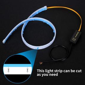 img 1 attached to 🚘 Optimized CoCsmart Flexible Car LED Light Strip: Dual Color 2 Pcs, 24 Inches DRL LED Headlight Surface Strip Tube Light for Daytime Running - White & Amber, Waterproof Switchback Sequential Lamp Turn Signal Light