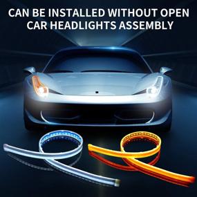 img 3 attached to 🚘 Optimized CoCsmart Flexible Car LED Light Strip: Dual Color 2 Pcs, 24 Inches DRL LED Headlight Surface Strip Tube Light for Daytime Running - White & Amber, Waterproof Switchback Sequential Lamp Turn Signal Light