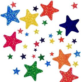 img 1 attached to Guzon 680 Pieces Laser Shiny Sparkle Star Stickers: Assorted Size Glitter Reward Labels for Kids, Self Adhesive, 20 Sheets