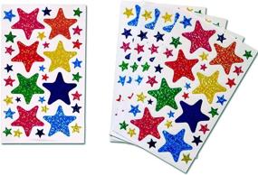 img 3 attached to Guzon 680 Pieces Laser Shiny Sparkle Star Stickers: Assorted Size Glitter Reward Labels for Kids, Self Adhesive, 20 Sheets
