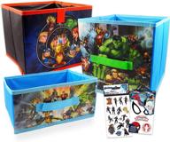 🦸 marvel avengers storage bin 3 pack ~ ultimate superhero room accessories bundle - perfect avengers locker bins for boys and girls room organization, complete with stickers and more (marvel room decor) logo
